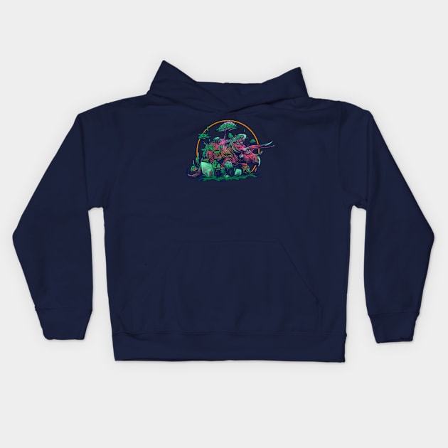 Mushroom Dino- He's a Fun-gi Kids Hoodie by Manfish Inc.